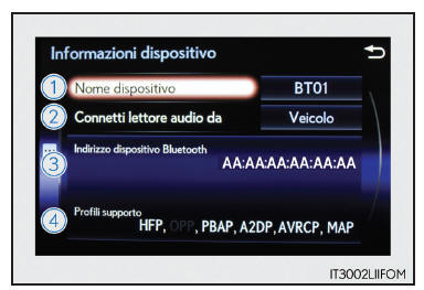 Visualizzazione dei dettagli di un dispositivo Bluetooth