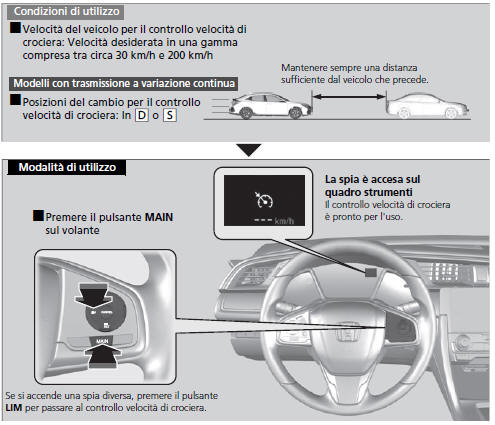 Controllo velocità di crociera