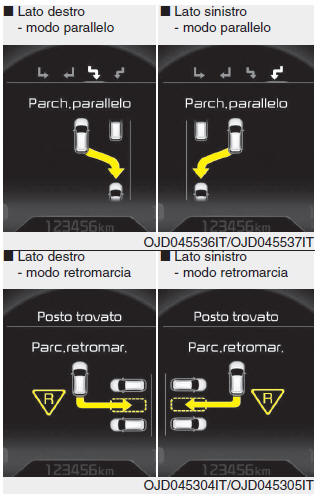 2. Selezionare il modo assistenza parcheggio