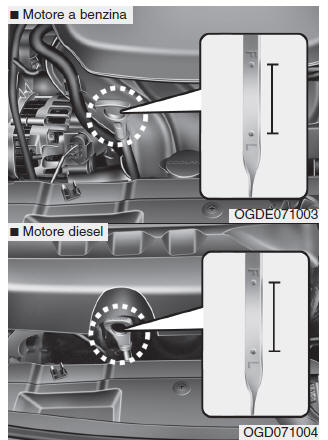 Controllo del livello olio motore