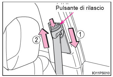 Regolazione dell'altezza dell'ancoraggio della cintura diagonale (sedili anteriori)