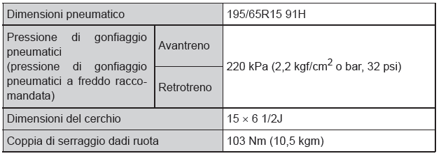Dati relativi alla manutenzione (livello dell'olio, carburante, ecc.) 