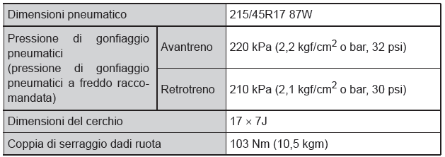 Dati relativi alla manutenzione (livello dell'olio, carburante, ecc.) 