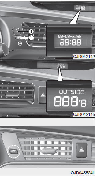 Calendario / Orologio / Temperatura ambiente esterna (se in dotazione)